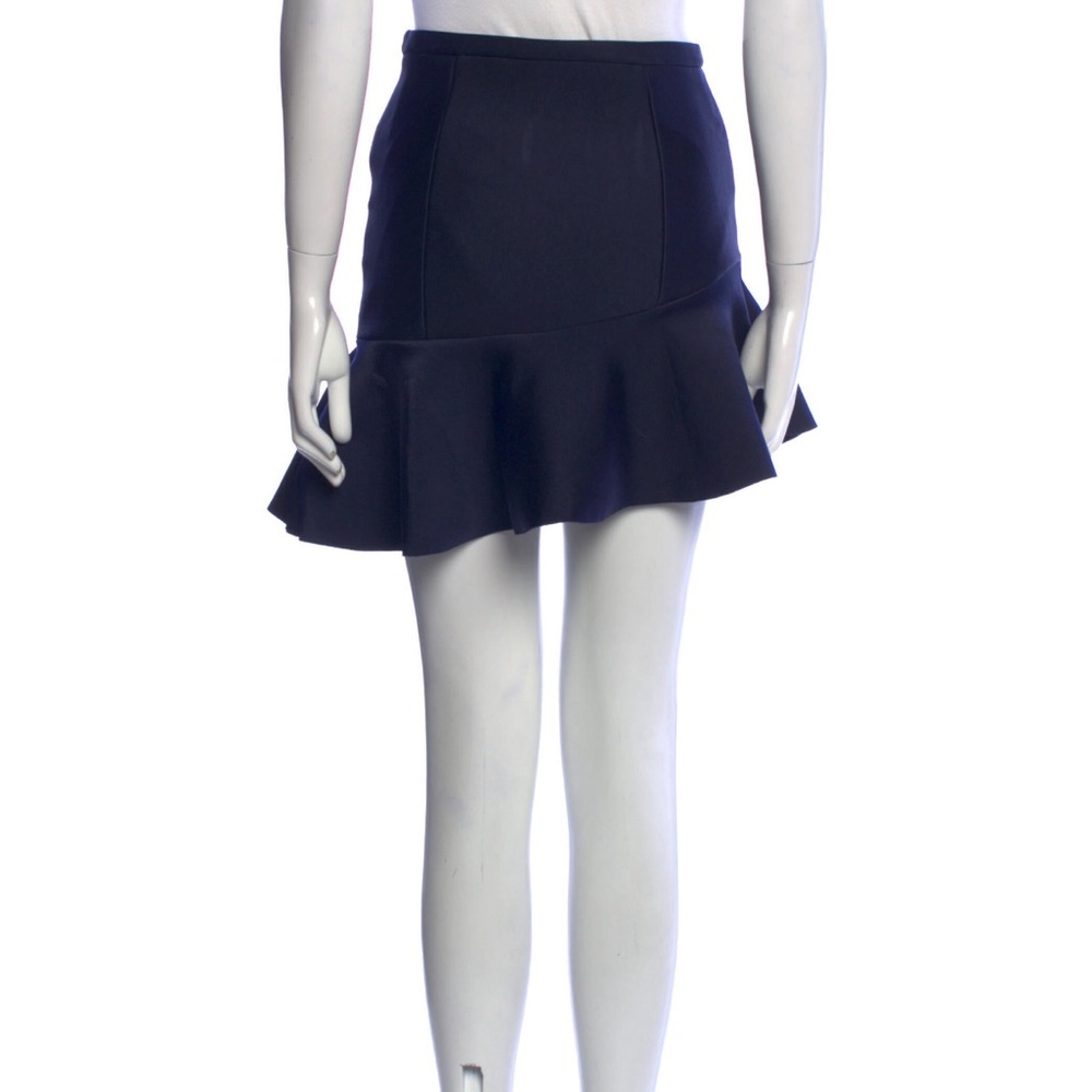 Maje Blue Trumpet Mini Skirt with Ruffled Hem
